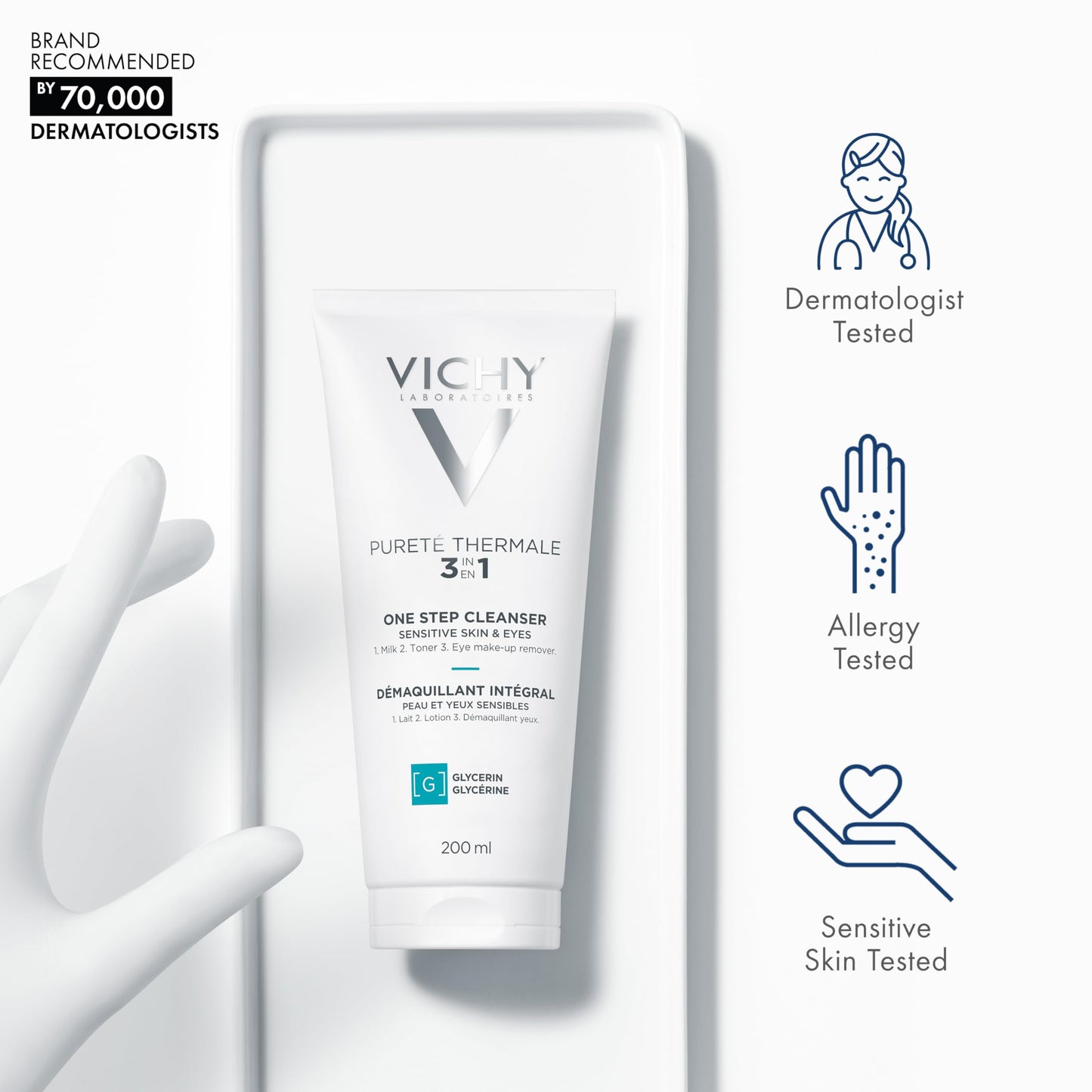 VICHY Pureté Thermale One Step Cleanser for Sensitive Skin, 6.7 Fl. Oz