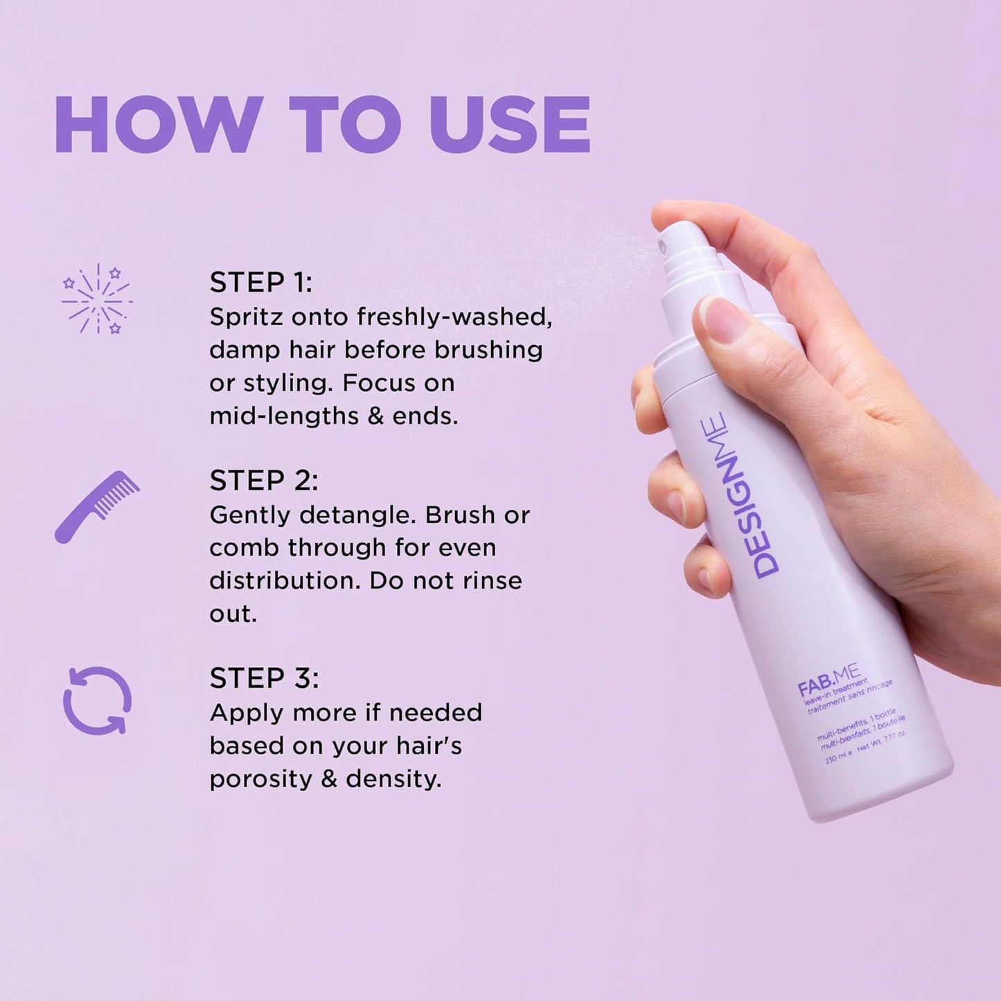 Leave-In Conditioner for Curly Hair - Multi-Benefit Lightweight Treatment Spray | Enhanced Manageability & Control