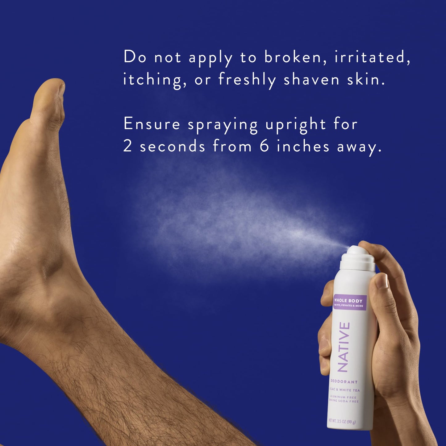 Native Whole Body Deodorant Spray, Lilac & White Tea Scent, 72 Hour Odor Control for Pits, Privates & More, Aluminum Free, Quick-Drying Deodorant for Men & Women, 3.5 oz