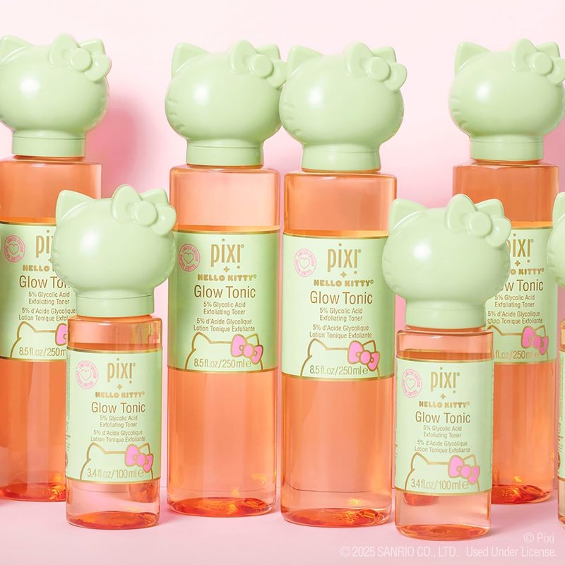 Pixi+ Glow Tonic with Hello Kitty - Exfoliating Toner for Radiant Skin | 250 ml / 8.5 fl oz