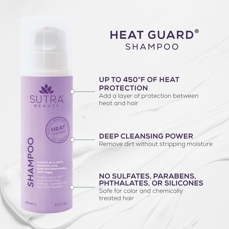 SUTRA Heat Guard Hair Shampoo for Frizzy, Dry & Damaged Hair - Thermal Protecting Shampoo Hydrates, Protects & Repairs Against Heat with Hyaluronic Acid - Anti-Frizz Haircare Products