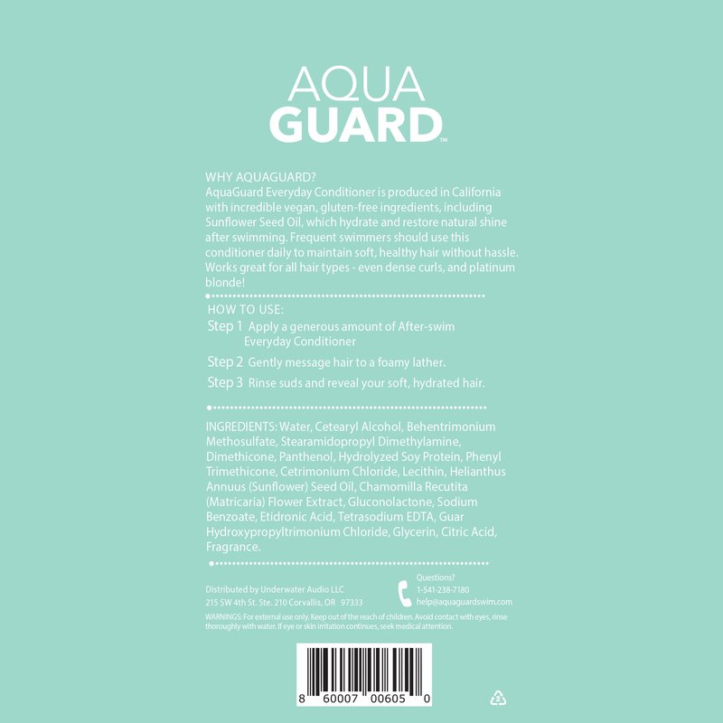 AQUA GUARD Everyday Conditioner for Pool Moms and Swimmers | Softens Hair & Removes Chlorine Damage | Paraben Free, Sulfate and Gluten-Free, Vegan, Color Safe, Leaping Bunny Certified, 9.5 oz (2-Pack)