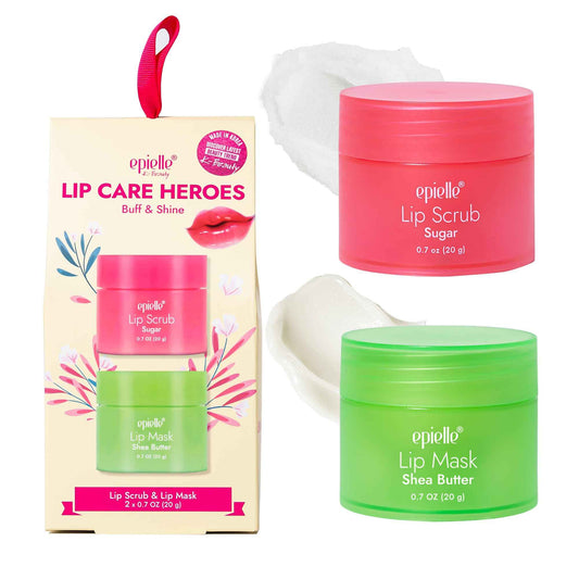 Epielle Lip Care Heroes Buff & Shine, Sugar Scrub & Sleeping Mask Lip Care Kit, Exfoliate & Hydrate, 2-Piece Set for Day & Night Care, K-Beauty