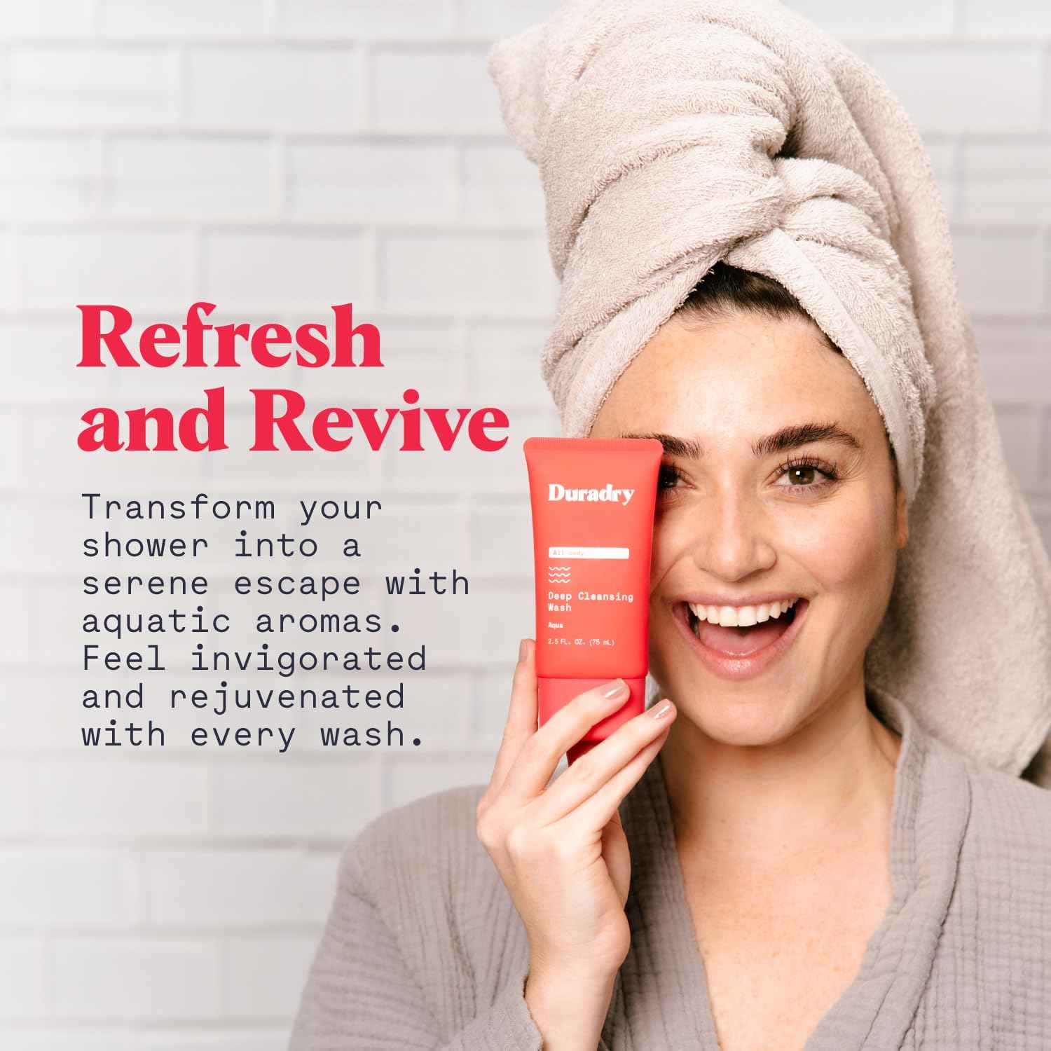 Duradry Deodorizing Body Wash for Women and Men – Odor Control, Deep Cleansing, Nourishes and Moisturizes Skin, Made with Natural Ingredients – Aqua Fragrance, Travel Size – 2.5 Fl Oz (Pack of 2)