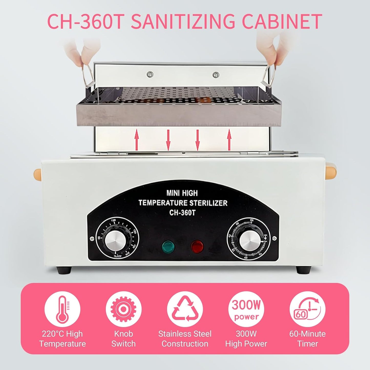 High Temperature Autoclave Sterilizer Machine - 1.5L 110V 300W with Timer for Nail & Beauty Tools