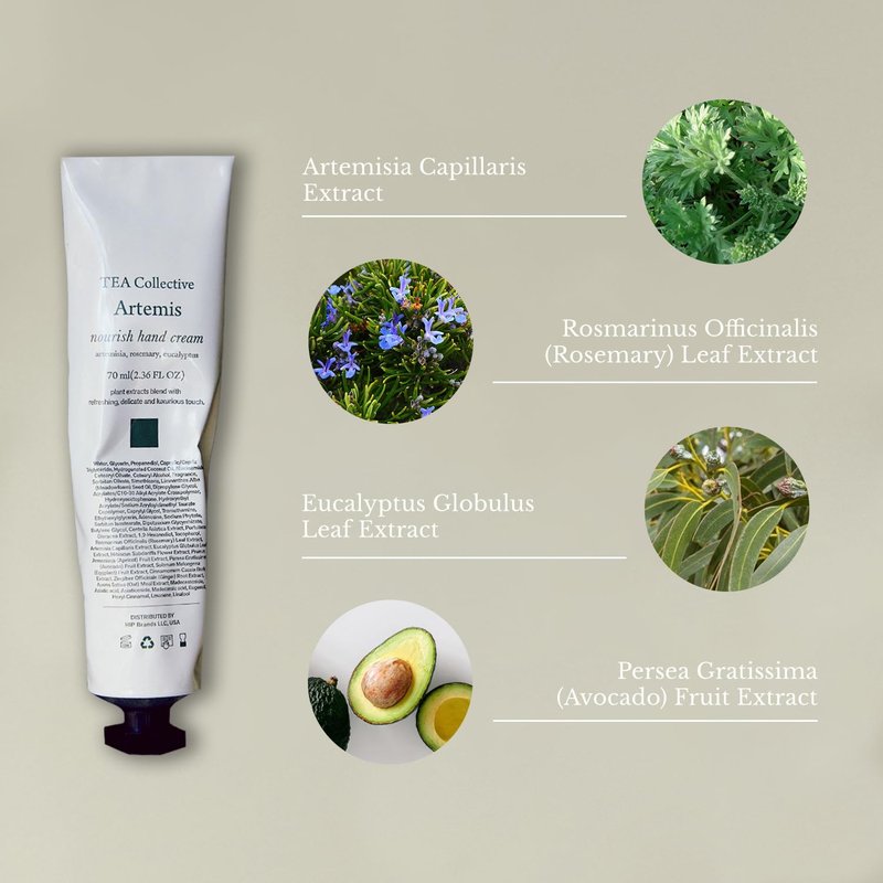 TEA Collective Artemis Nourish Hand Cream | Artemisia, Rosemary, Eucalyptus | 2.36 Fl Oz | Product of Korea