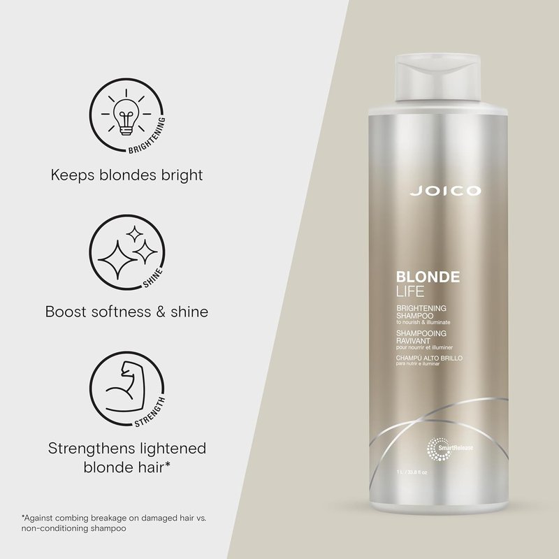 Joico Blonde Life Brightening Shampoo - Sulfate-Free Formula for Soft, Smooth Blonde Hair | Enriched with Monoi & Tamanu Oil