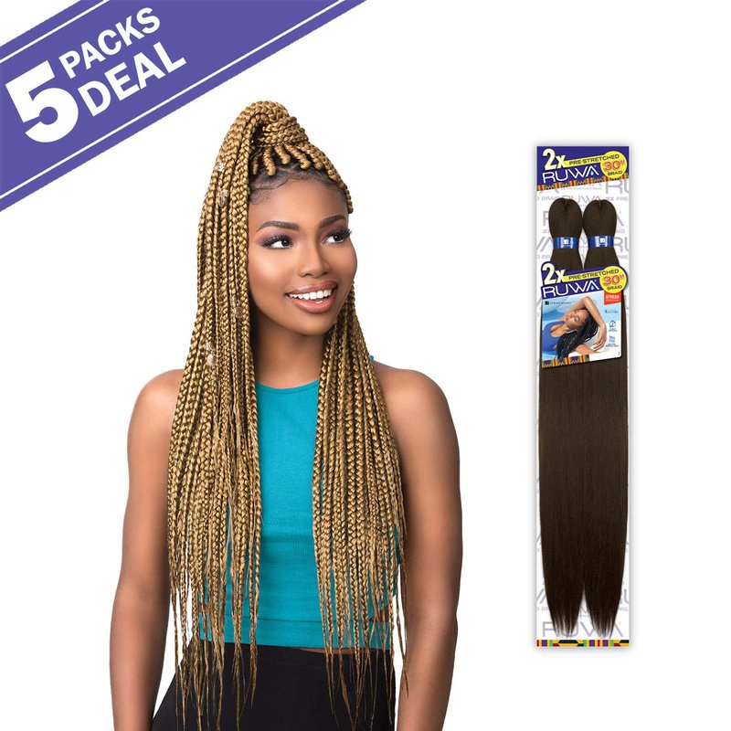 Sensationnel Braids XPRESSION 2X Ruwa Pre-Stretched Braid 30" (5-PACK, 1B)