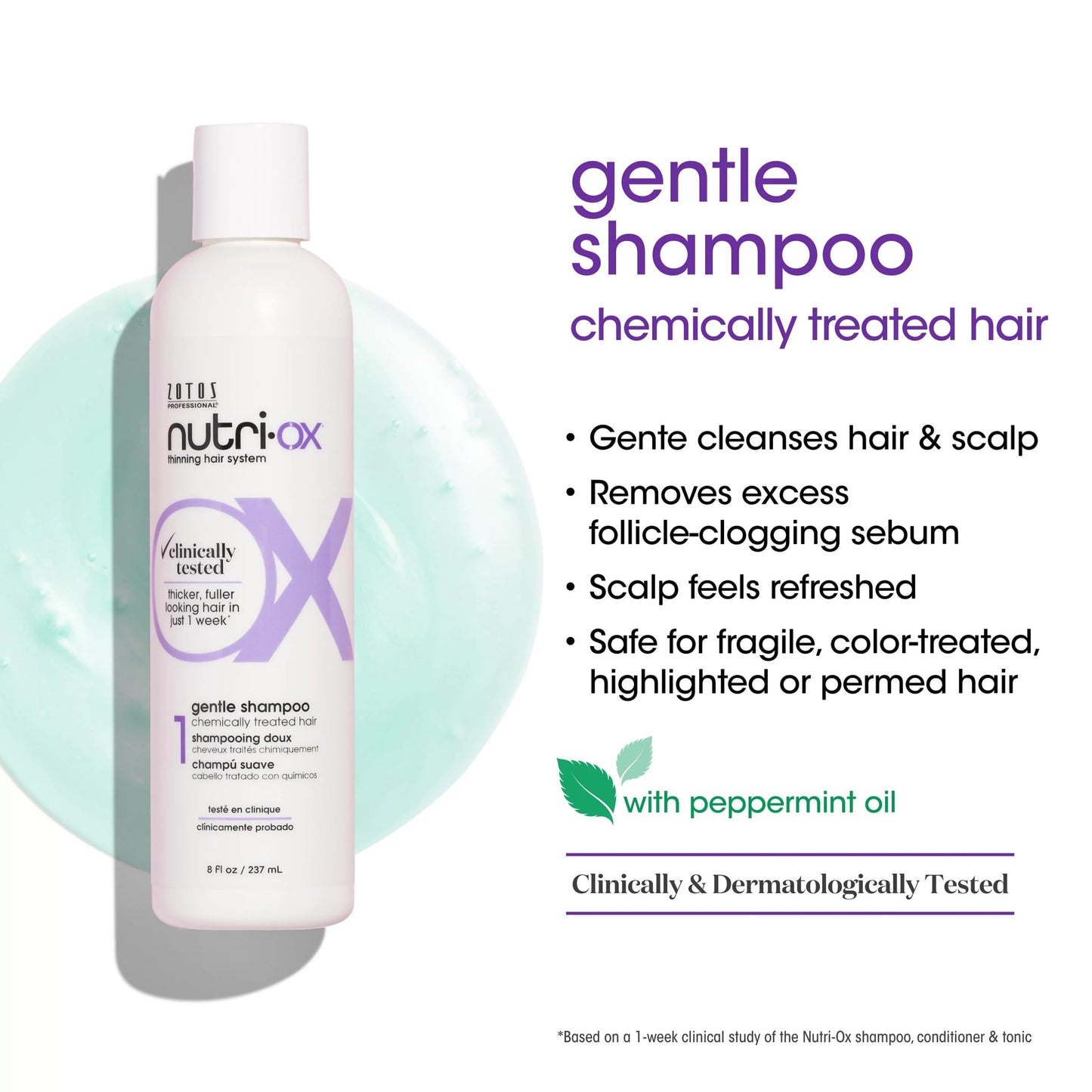 NUTRI-OX Starter Kit for Color-Treated Thinning Hair | Thicker, Fuller-Looking Hair | Peppermint | Clinically & Dermatologically Tested | 30 Day Supply