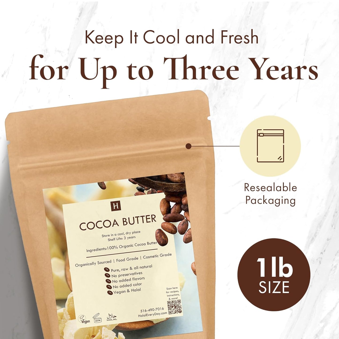 Raw Cocoa Butter Wafers - 100% Pure, Vegan & Non-GMO - Easy Measurement Disks | 16 oz.