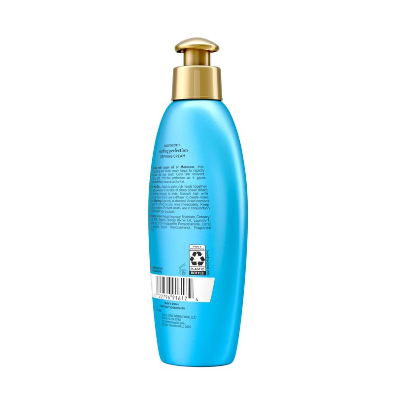 OGX Argan Oil of Morocco Curl-Defining Styling Cream, Anti-Frizz Curl Cream for Curly Hair & All Textures, Cold-Pressed Argan Oil, Paraben-Free, Sulfate-Free Surfactants, Curly Hair Products, 6 oz