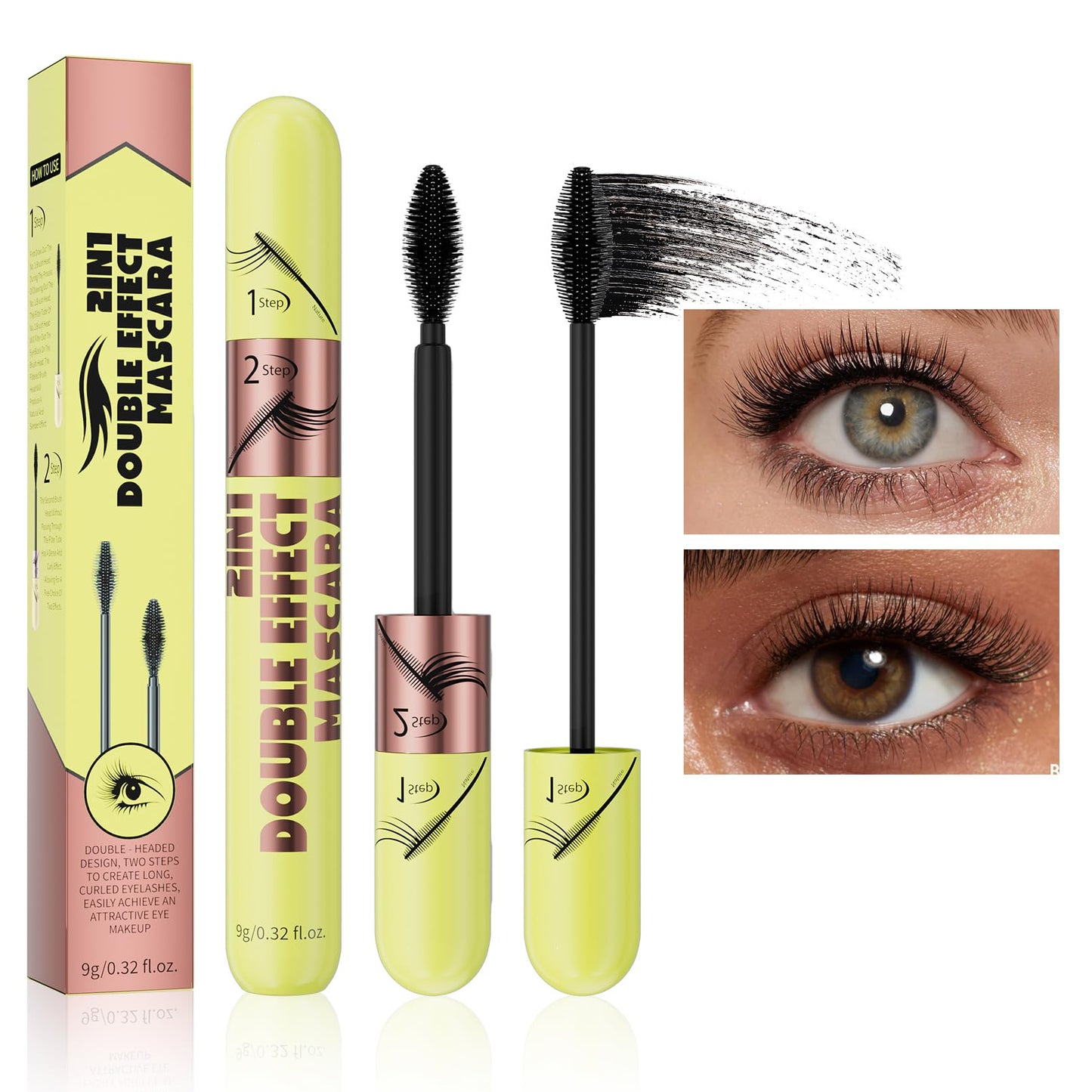 Black Tubing Mascara for Volume and Length - Waterproof, Washable, No Smudge, Full and Soft Formula with Prime Lash Care(Black*1)
