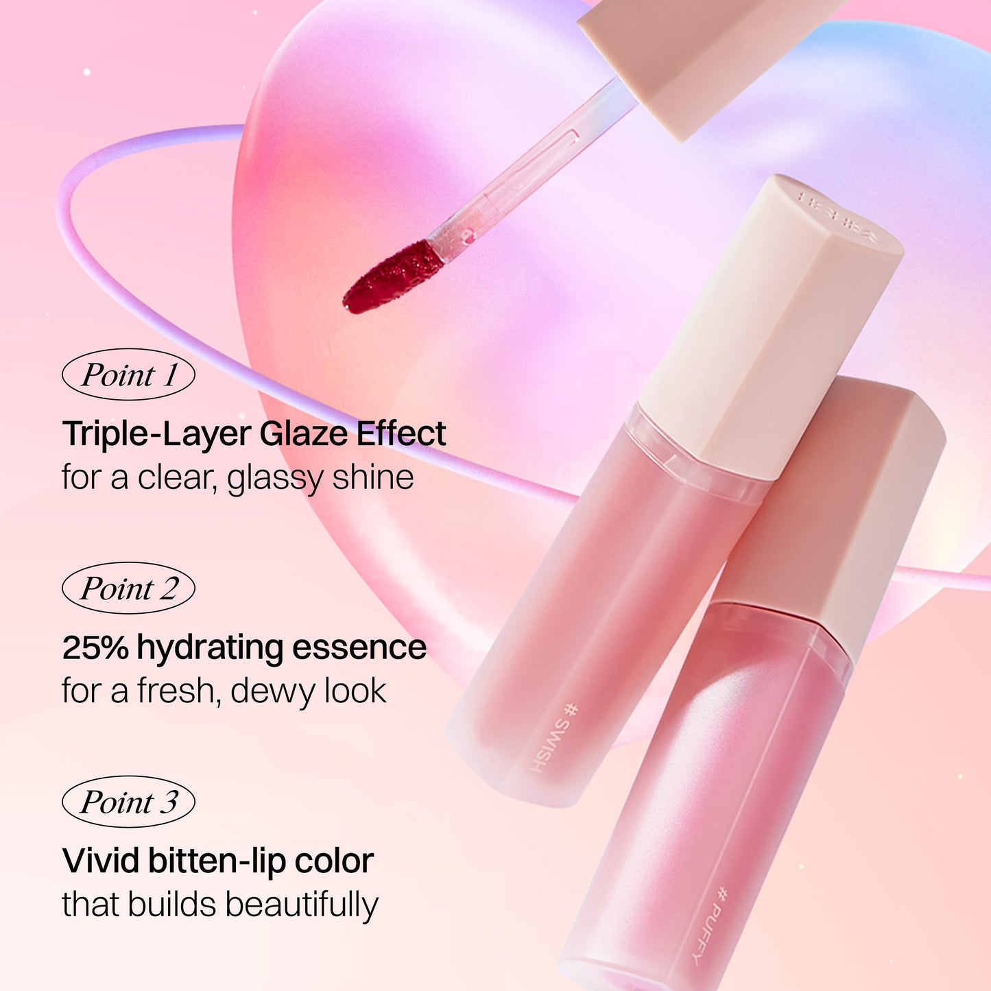 HOLIKA HOLIKA Heart Crush Bare Glaze Tint - K-Beauty Girlish & Juicy Color Lip Tint with Moisture Essence, Long-Lasting Moisture & High Shine, 0.1 fl.oz. (04 BLUNT)