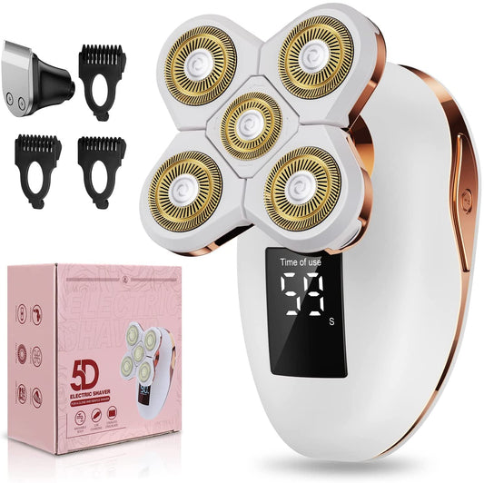 TAYAYO 2-in-1 Electric Razors for Women, Wet/Dry 5D Razor & Hair Trimmer with USB Adapter Charging Cable,5D Rechargeable Rotary Shaver Lithium-Ion Battery, Water Resistant Grooming Kit Color B