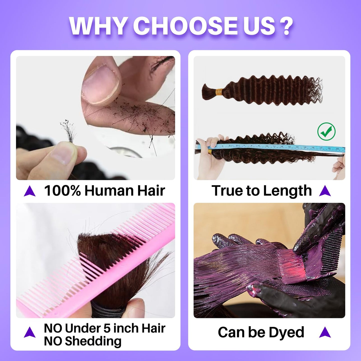 Human Braiding Hair for Boho Braids 110g Deep Wave Boho Bulk Human Hair for Braiding Knotless 12A Wet and Wavy Bohemian 3 No Weft Bundles/Pack Curly Braids Natural Color 14 Inch
