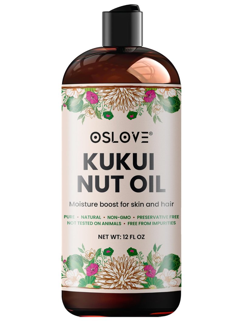 Oslove Organics Pure Kukui Nut oil- Cold Pressed, use for lotions, soaps, serums, body butters and more. Great for skin and hair care-12 oz (12 oz)