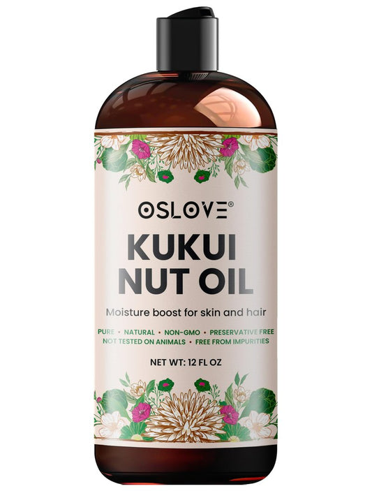 Oslove Organics Pure Kukui Nut oil- Cold Pressed, use for lotions, soaps, serums, body butters and more. Great for skin and hair care-12 oz (12 oz)