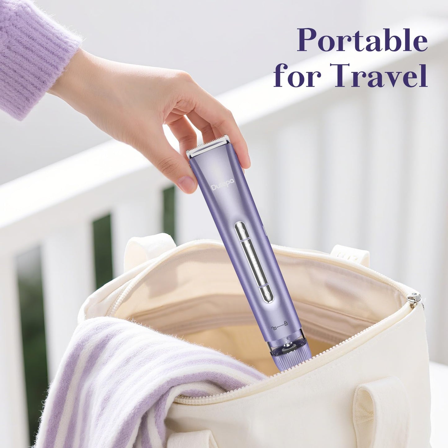 2-in-1 Electric Bikini Trimmer for Women, IPX7 Waterproof, Rechargeable Razor with Double-Edged Blade, Portable Hair Removal Shaver for Wet and Dry Use (Purple)
