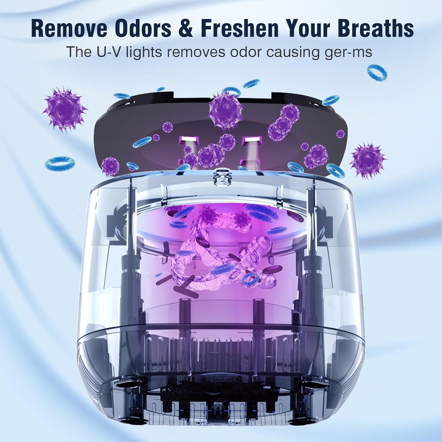 Ultrasonic Retainer Cleaner - 45KHz Dental Appliance & Jewelry Cleaner | 2 Modes, Quiet Operation, 6.8oz Black