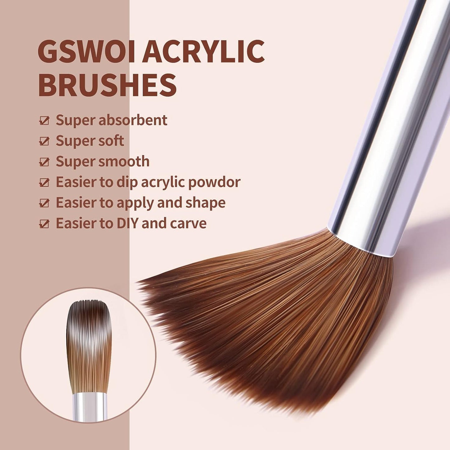 Kolinsky Acrylic Brush Size 22 - Professional Nail Application Tool with Wood Handle for Salons & DIY