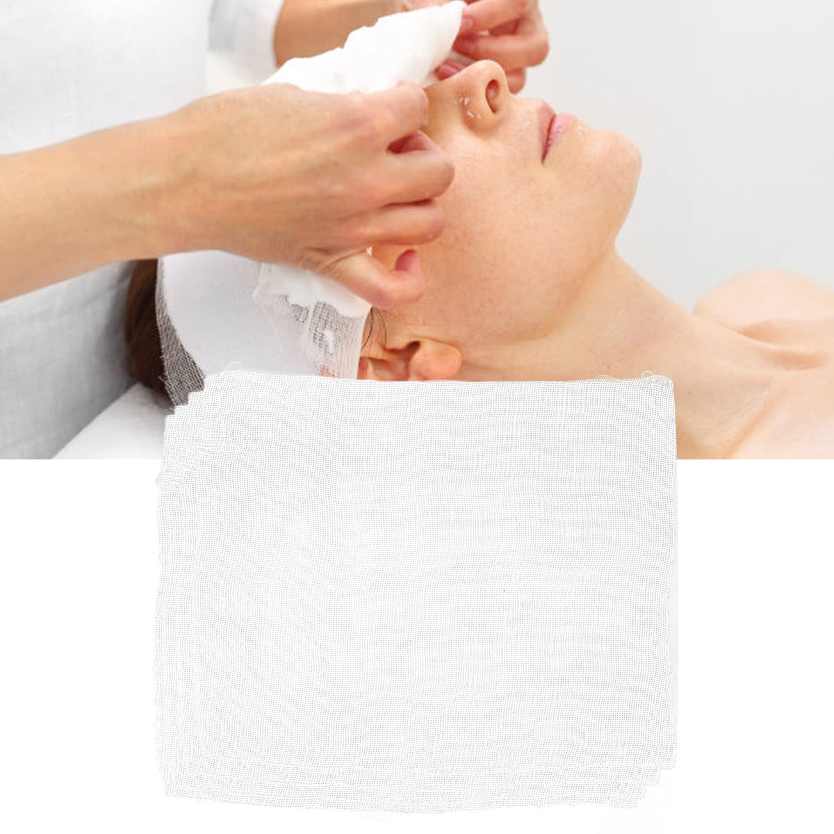 Dioche 100pcs Gauze Mask, Disposable Precut Gauze Face Masks, Soft Cotton Spa Gauze Mask Skin Care Paper Sheet for Treatments and Masks, Wholesale Business