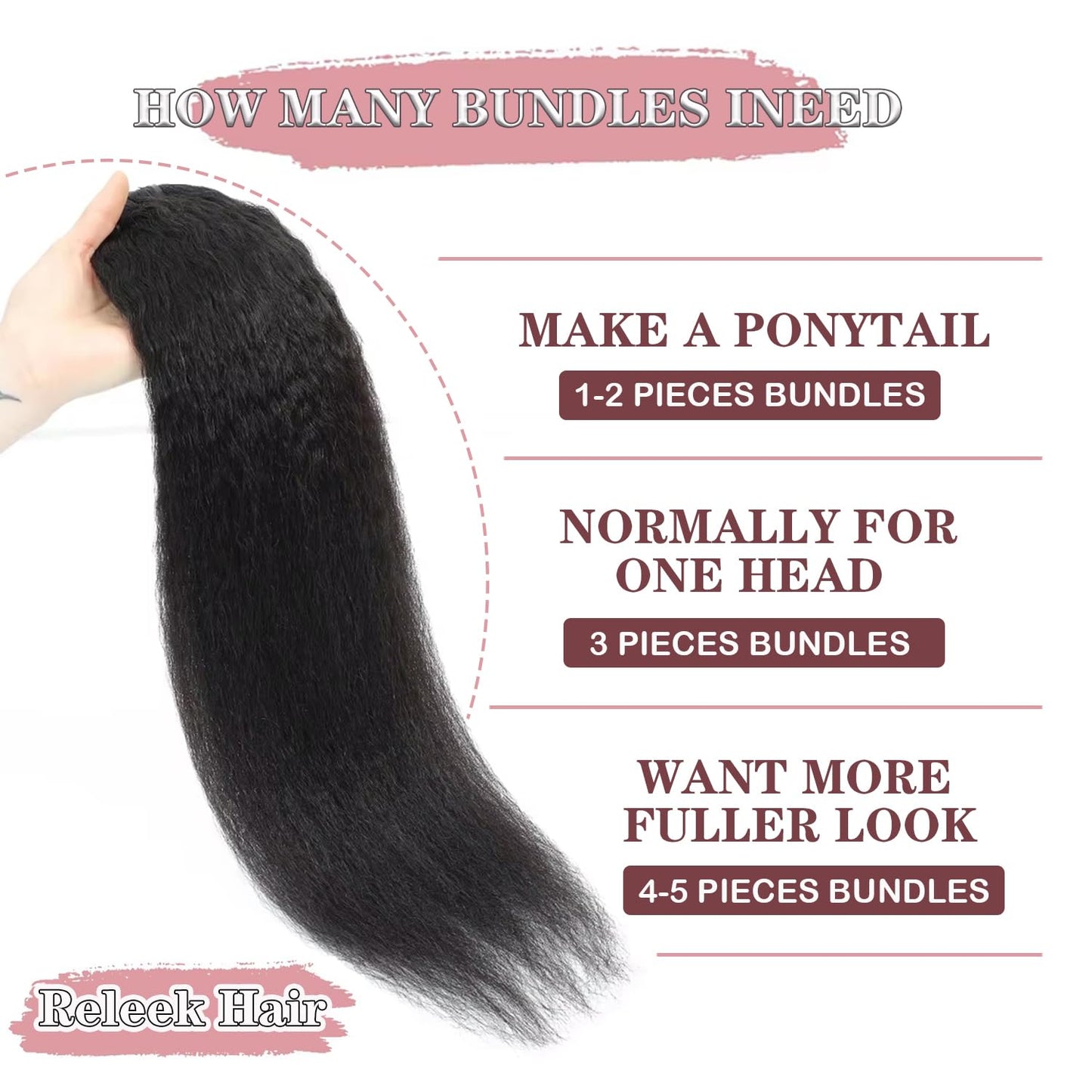 12A Human Hair Bundles 22 Inch Kinky Straight One Bundle 100% Unprocessed Brazilian Virgin Yaki Hair Single Bundle Double Weft Weave Kinky Straight Bundles Human Hair Extensions Natural Black Color