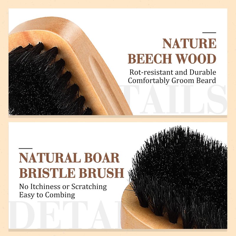 Maitys 10 Sets Beard Brush and Comb Set Bulk Boar Bristle Beard Brush Comb Scissors Kit Gifts for Men Father Colleague Employee Appreciation(Rectangle)