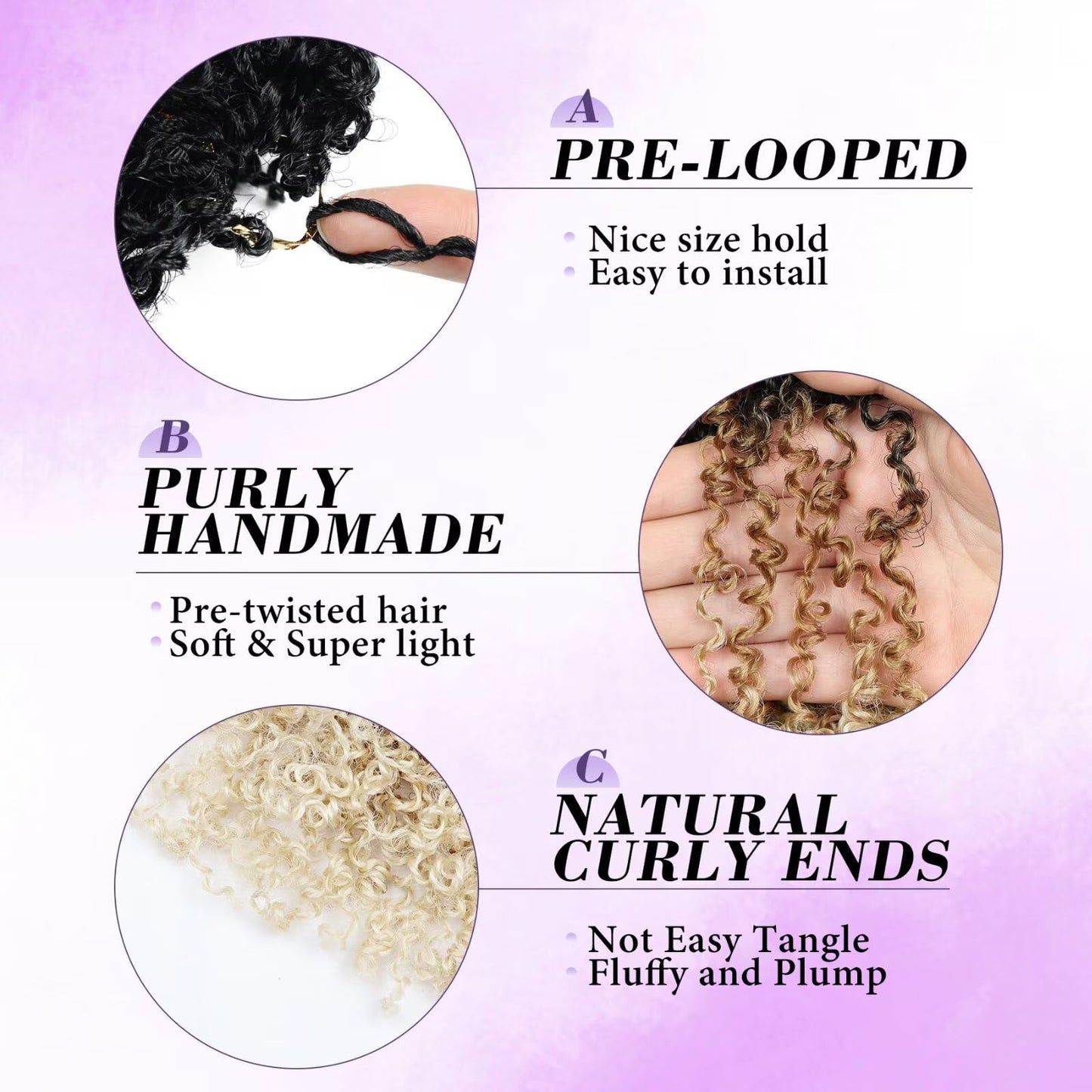 Yanky Twist Crochet Hair for black women 11 Inch 8 Packs 30 Stands/Pc,Pre-looped Fluffy Spring Mini Twist 3 Tones Ombre Blonde Synthetic Crochet Braids Braiding Hair(11Inch, 1B/27/613-8P)