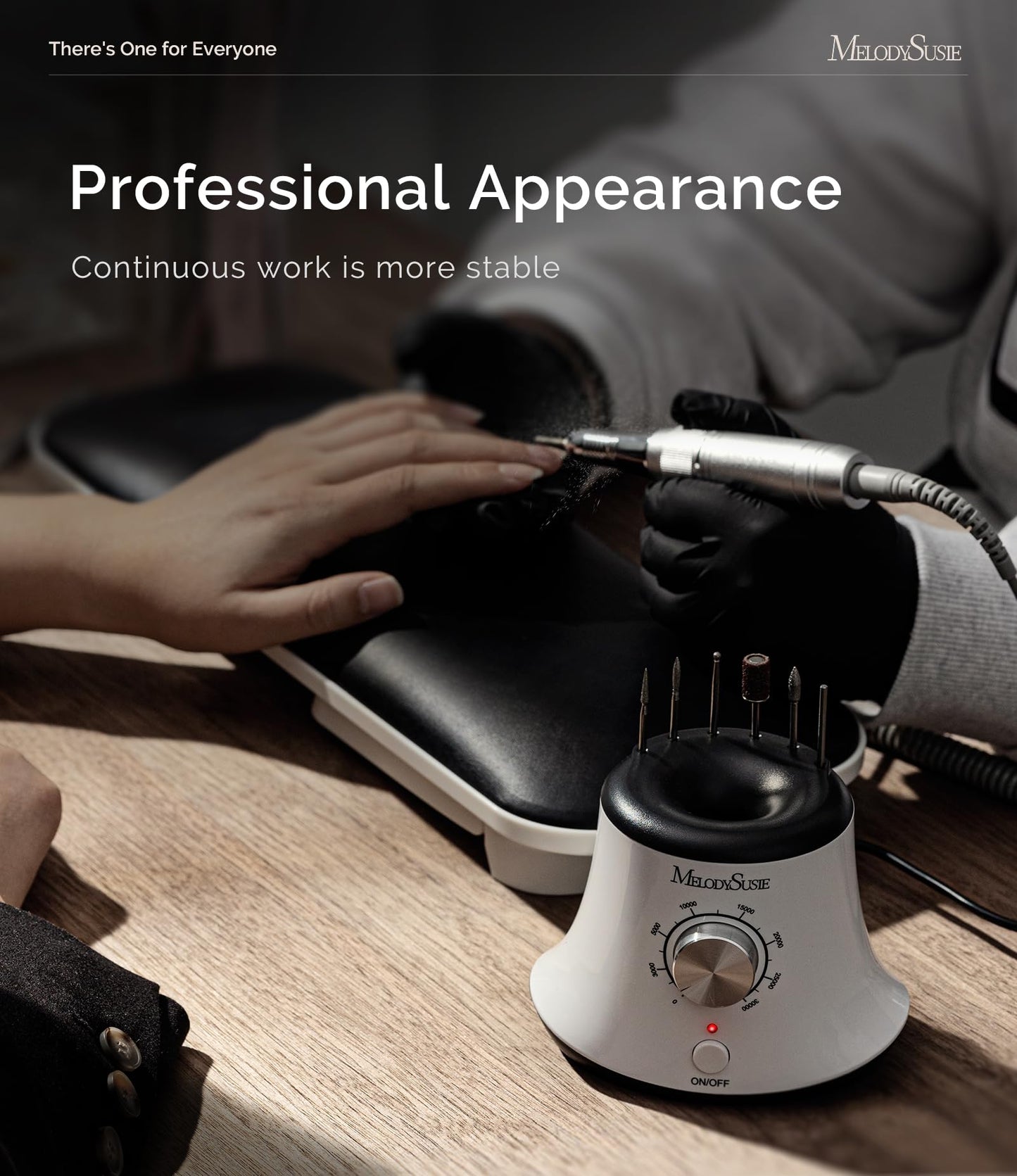 MelodySusie Multifunctional Desktop Nail Drill with Foot Pedal, SC320I 30000RPM E-File with Bit Holders & Elegant Design for Manicure Trimming, Shaping & Gel Removal, Ideal for Nail Artists & Home Use
