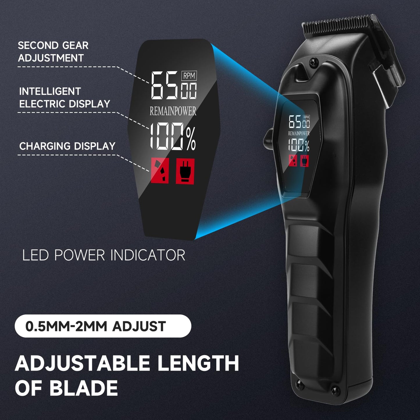 Hair Clippers for Men Professional Hair Trimmer Cordless Rechargeable Powerful Beard Trimmer Hair Cutting Grooming Tool