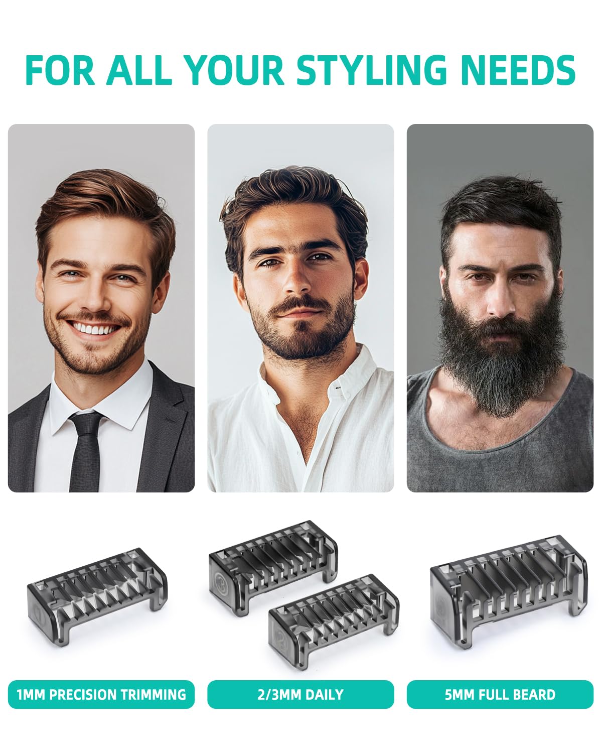 LSAUVWN Guard Combs Kit with Case Compatible with Philips Norelco OneBlade Handles, 1/2/3/5mm Guide Combs, 0/3mm Body Comb and Protective Cap for Electric Shaver Accessories for Men (7 Pcs)
