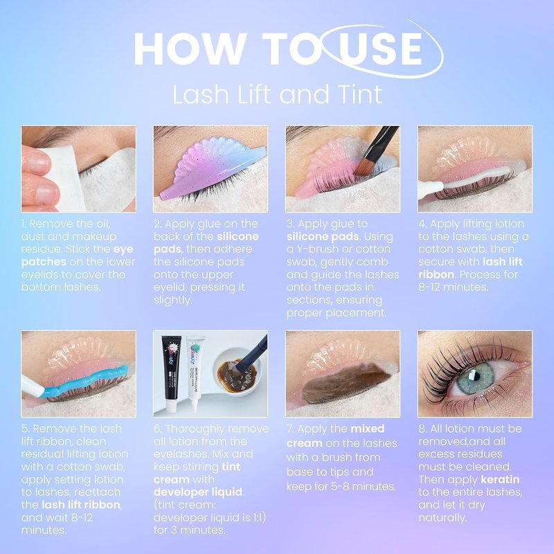 Libeauty Lash Lift Kit - 4-in-1 Eyelash Perm & Brow Lamination Set | 15ml Black Coloring Cream, Easy DIY Tool