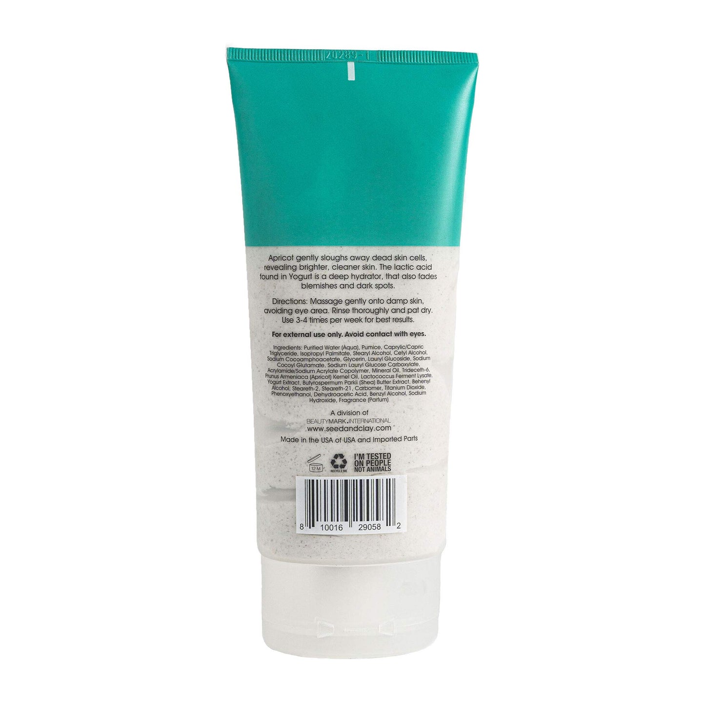 Seed+Clay Exfoliating Face Scrub Dry Skin Facial Cleansing Clarifying Nourishing Apricot and Yogurt - 5.92 fl oz