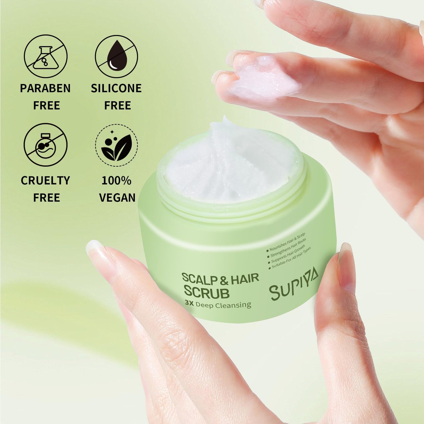 SUPIYA Exfoliating Scrub for Deep Cleanse - Natural Scalp Scrub Shampoo for Men & Women, Gently Exfoliation & Hydration, Making Hair Thicker and Stronger, 8.8oz