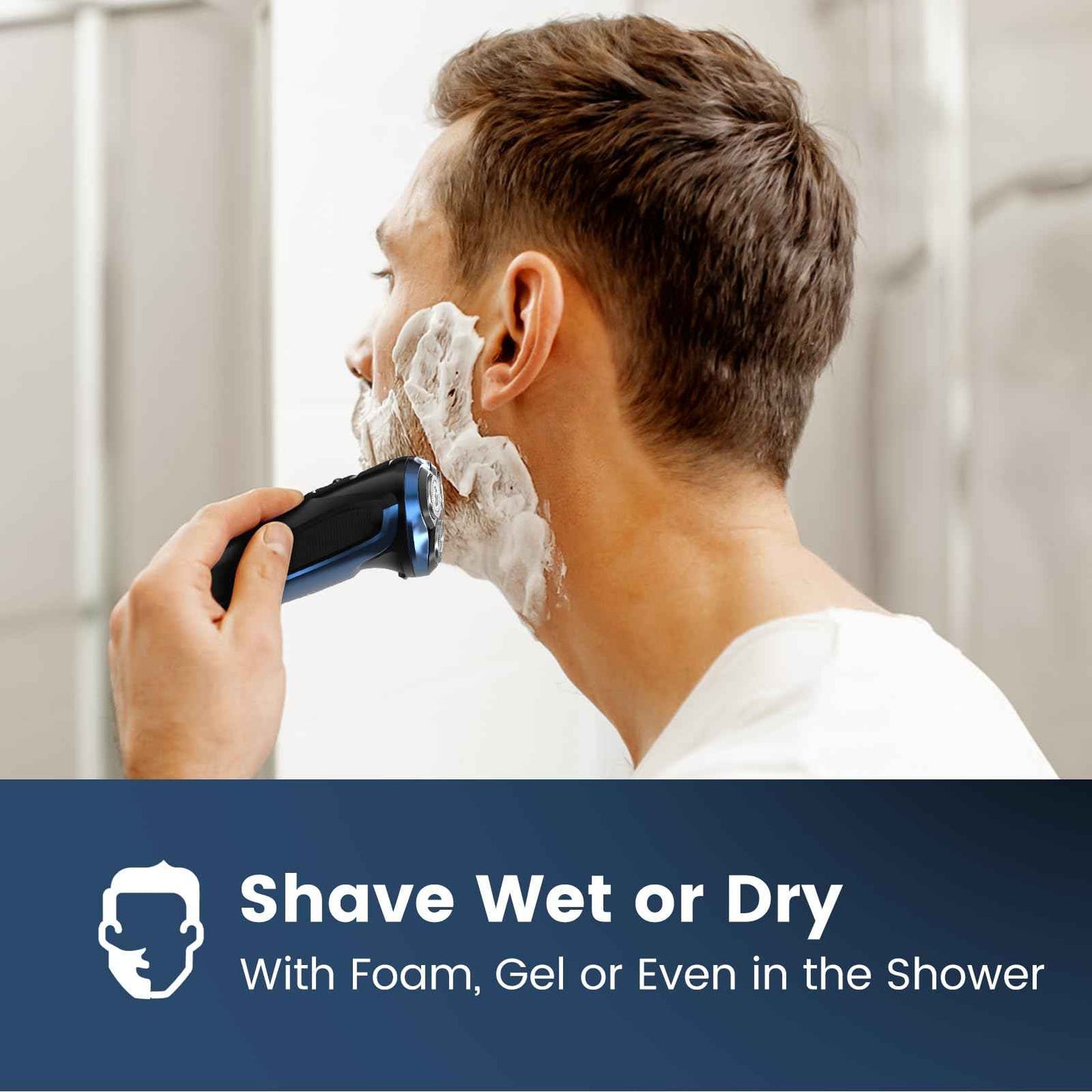 Electric Razor for Men, Uythumidid Rechargeable Men’s Electric Shavers, Wet & Dry Shaver with Pop-up Trimmer, Waterproof Cordless Portable Razor with Safety Lock, Perfect for Men, Blue