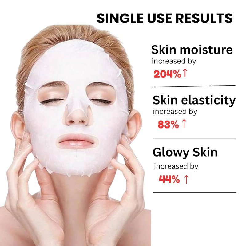 Bio-Collagen Deep Hydrating Face Mask - Anti-Wrinkle Hydrogel Sheet Mask | Firming, Pore Minimizing, 12-Pack (34g Each)