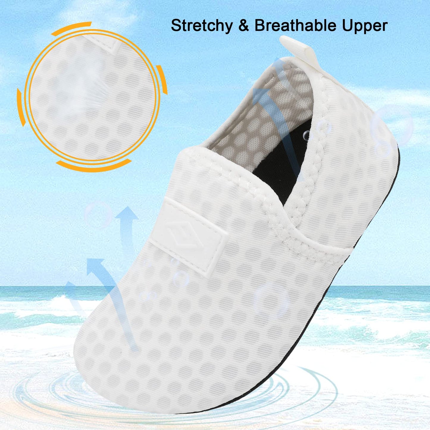 Baby Boys Girls Water Shoes - Toddler Pool Beach Swim Socks - White Barefoot Shoes Essentials Size