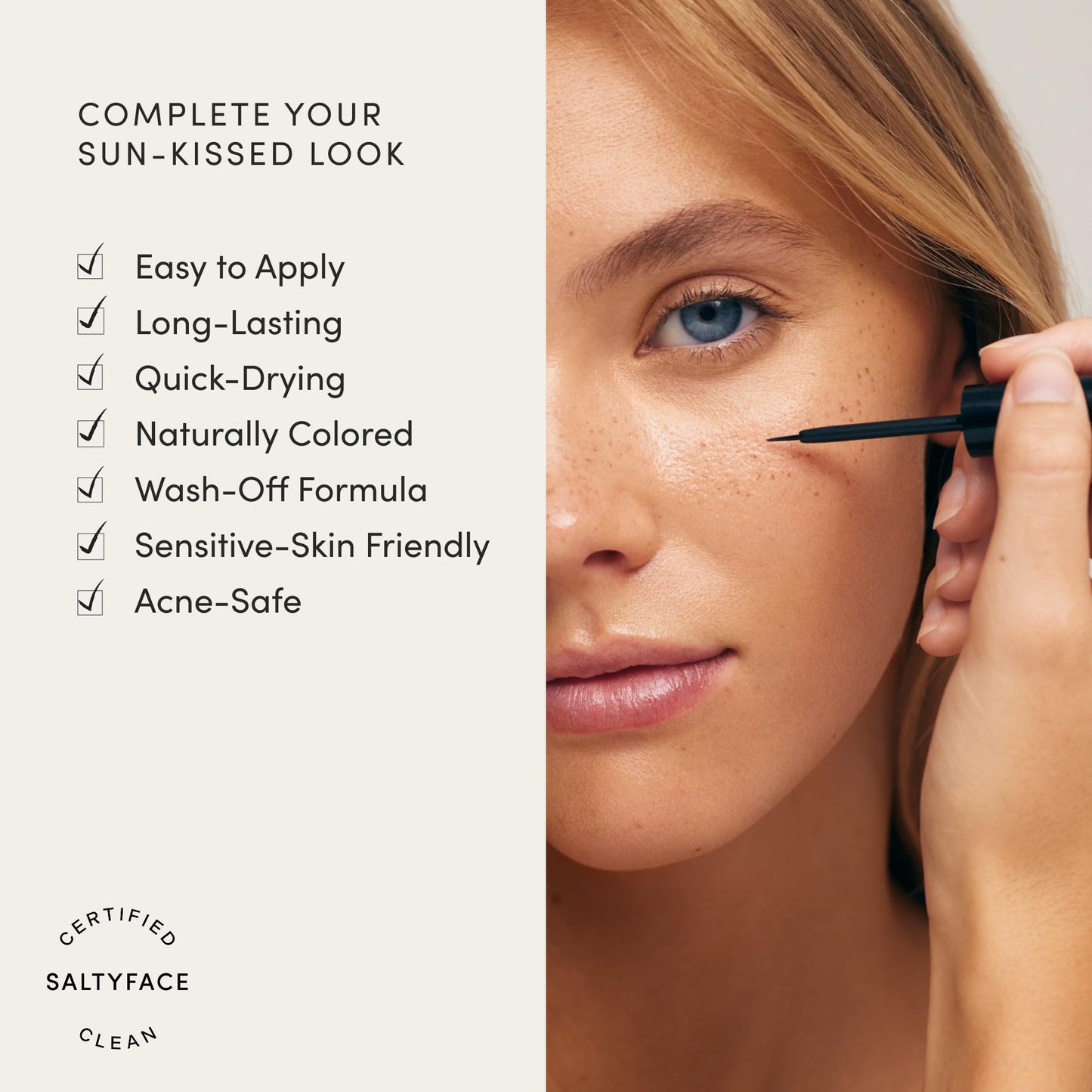 SALTYFACE - Freckle Paint - Natural Freckle Pen - Easy to Apply - Sensitive Skin Friendly - Long Lasting - Naturally Colored - Quick Drying - Wash Off Formula - Vegan Skin Care - 0.03 FL OZ (1 ML)