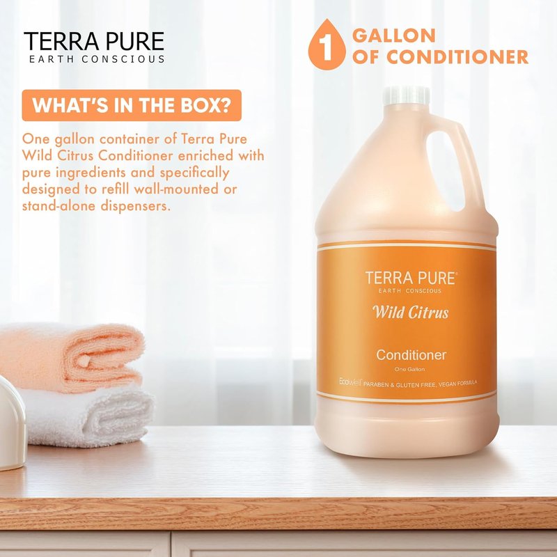 Terra Pure Conditioner - Luxury Hotel Toiletry 1 Gallon Refill | 128 oz for Soap Dispensers