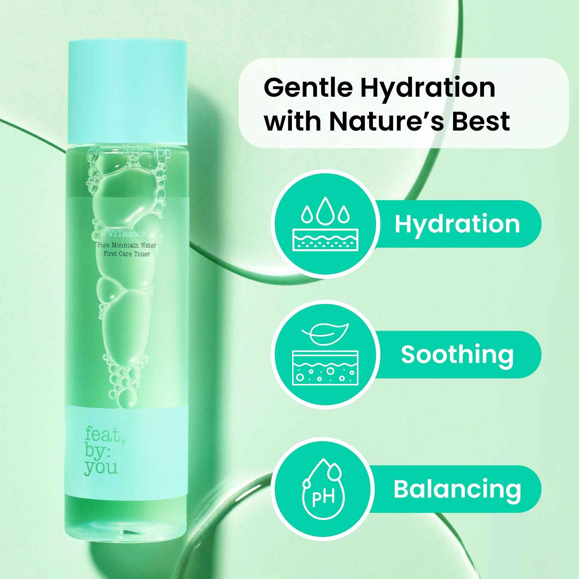 Feat By You ViTassie Pure Mountain Water First Care Toner - (5.41 FL OZ) Hydrating Toner for Face with Vitamin C & Hyaluronic Acid, Korean Skin Care Pore Minimizer Facial Toner, Vegan, Made in Korea
