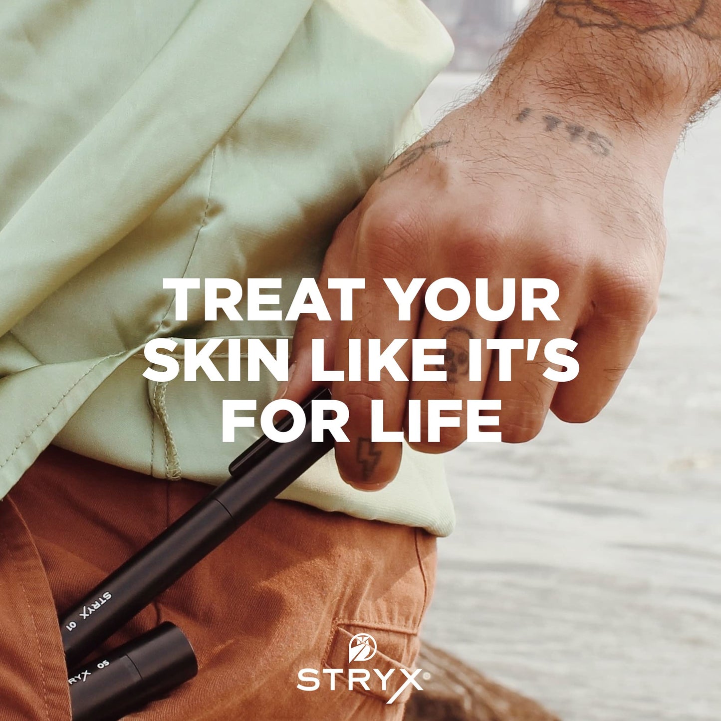 Stryx Concealer Stick Tool for Men, Medium Mahogany - Natural Pigments Hides Imperfections, Acne, Razor Burns, Scars, & Rosacea - Highly Adaptable Shades for Easy, Undetectable Coverage