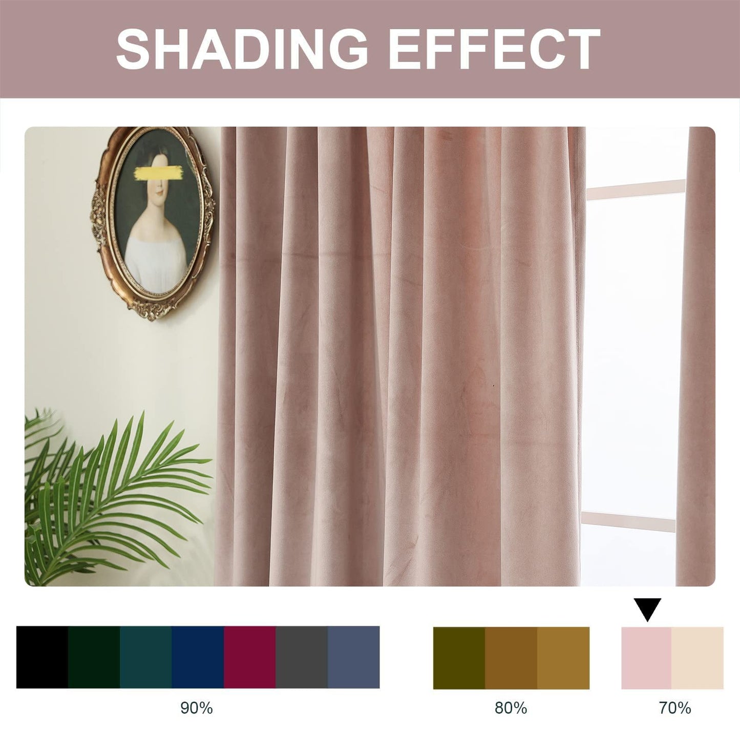 WODFAMY Velvet Curtains Grommet Ring Window Panel Set Drapes Blackout Drape Panels - Lights Blackout Window Treatment Curtain Sets for Home Decoration Dining Living Room 52Wx63L Inch 2 Panels