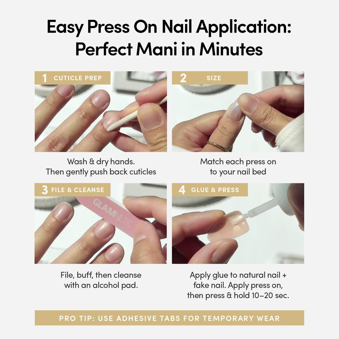 Glamnetic Press On Nails - Short Almond Fake Nails | Tortoiseshell French Tip Nails, Salon Quality Press On Nails Kit with Glue | Killazilla - 30 Nail Set in 15 Sizes