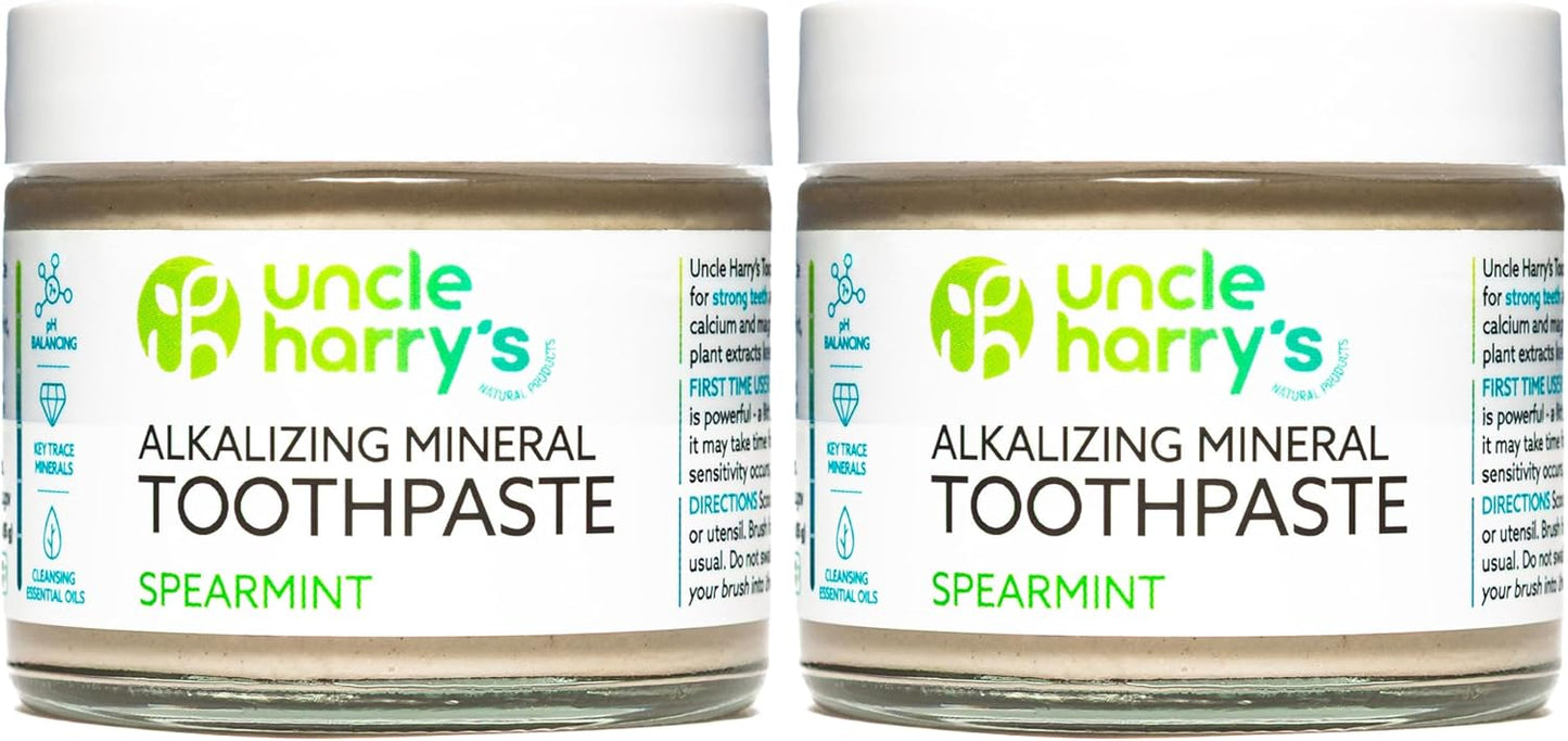 Spearmint Remineralizing Toothpaste - Natural Whitening & Breath Freshening | Vegan, Fluoride-Free (2 Pack)