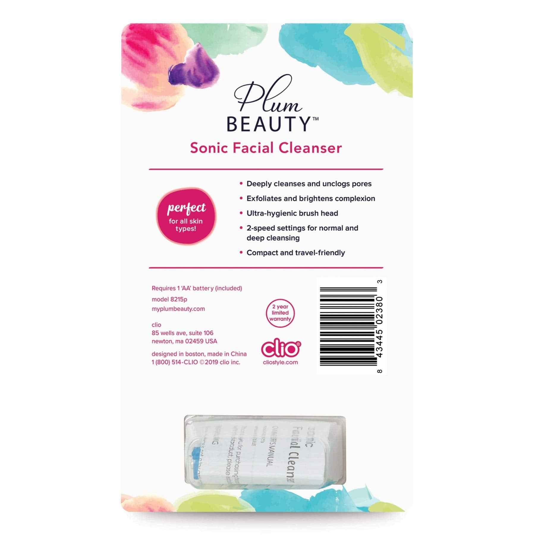 Plum Beauty Sonic Facial Cleanser Deeply cleanses and unclogs pores (Pack of 2)