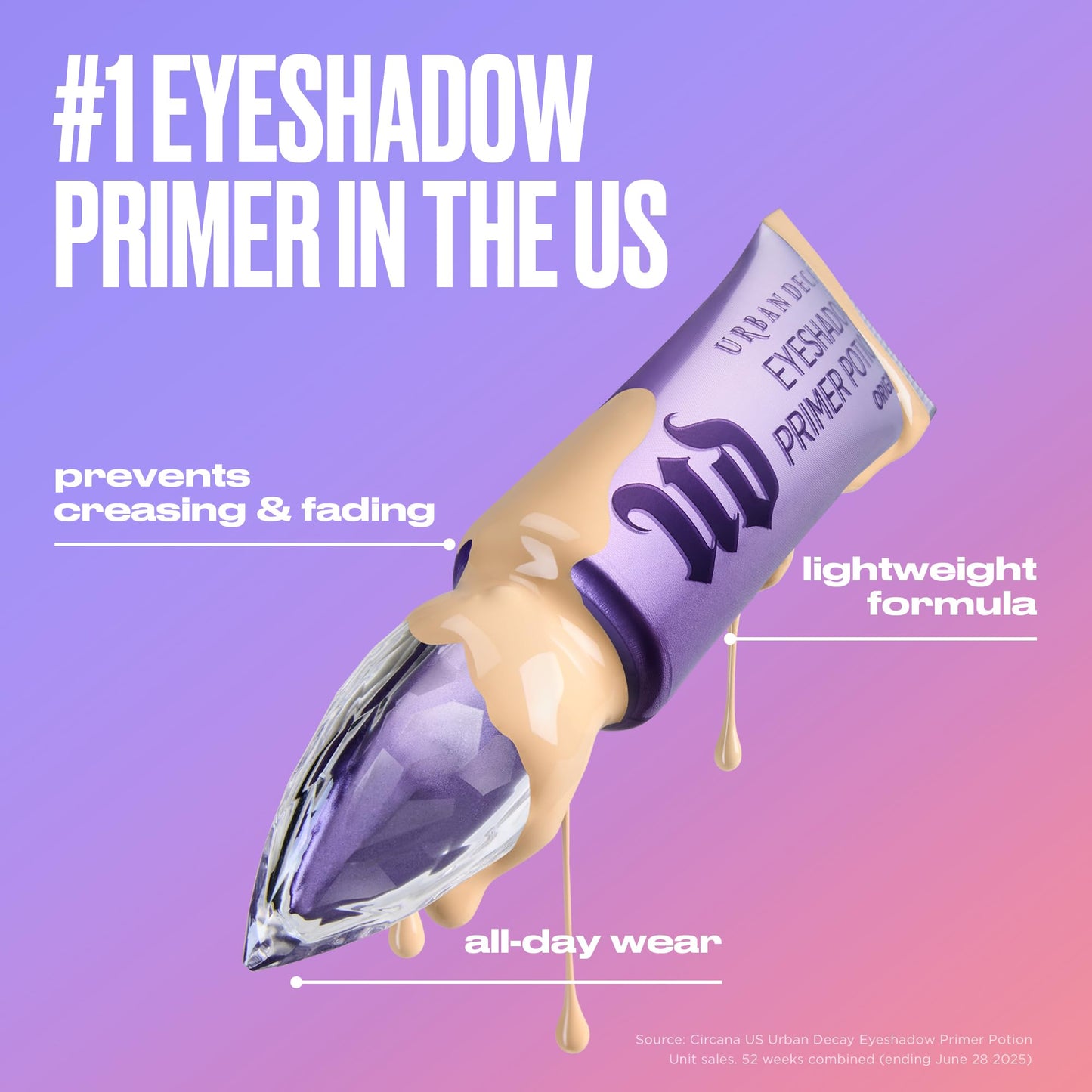 Urban Decay Anti-Aging Eyeshadow Primer Potion - Nude Eye Primer for Crease-Resistant & Long-Lasting Eye Makeup, Improves Look of Fine Lines & Texture, Smooths & Preps Eyelid Base, Vegan - 0.33 fl oz