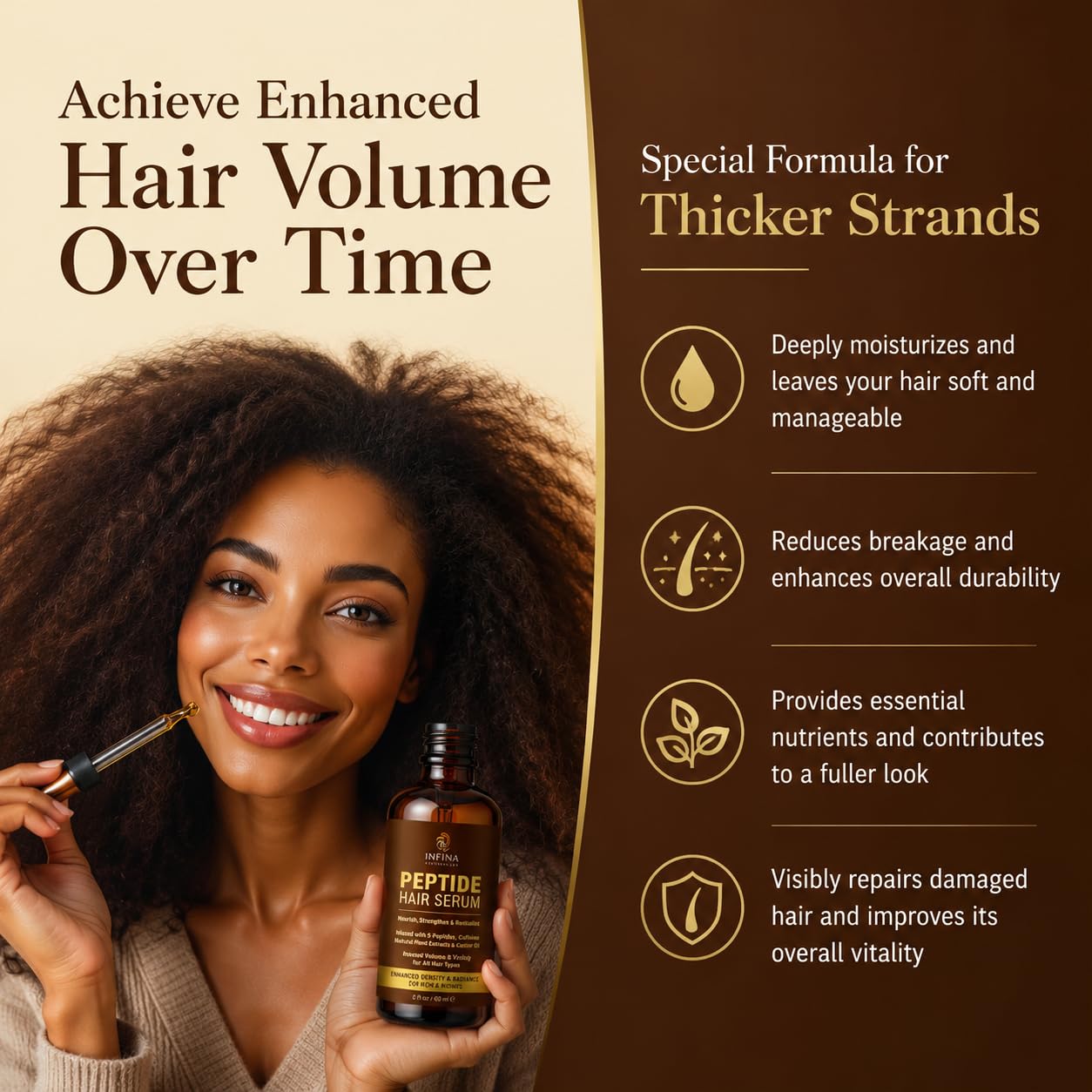 Peptide Hair Serum for Hair Growth - Copper & Caffeine Formula | 2 fl oz for Thinning Hair
