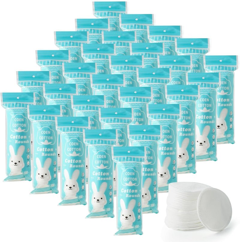 Premium Cotton Rounds - 100% Cotton Makeup Remover Pads | Soft, Non-Irritating, 100 Count