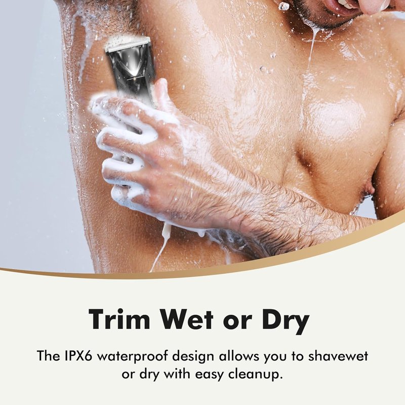 Body Hair Trimmer for Men - 2-in-1 Electric Groomer & Shaver | Dual-Head Design for Groin & Pubic Hair