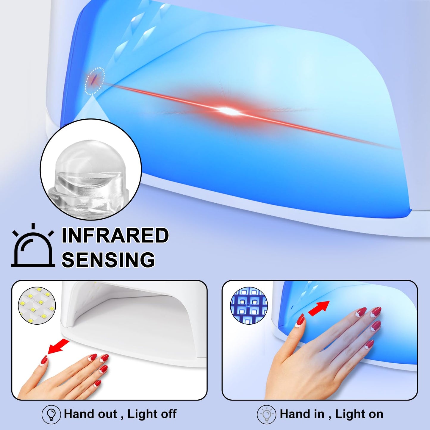 LIMEGIRL UV LED Nail Lamp Kit for Gel Polish Professional Fast Curing Grey Dryer Light Set with 45PCS Lamp Beads and Gloves Cordless Rechargeable Nail Art Cure Machine for Manicure Pedicure